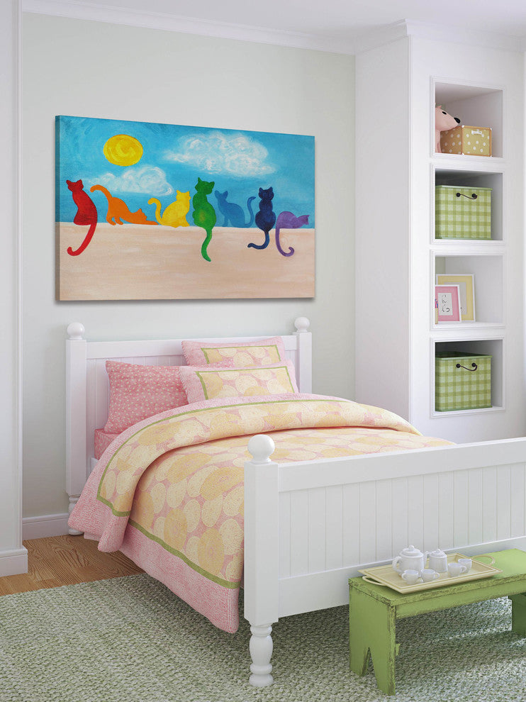 Marmont Hill, "Rainbow Cats II" by Nicola Joyner Print on Wrapped Canvas, 30x20