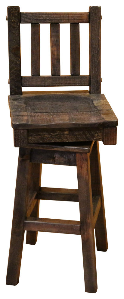 Barnwood Style Timber Peg Swivel Stool, Dusk, Counter Height