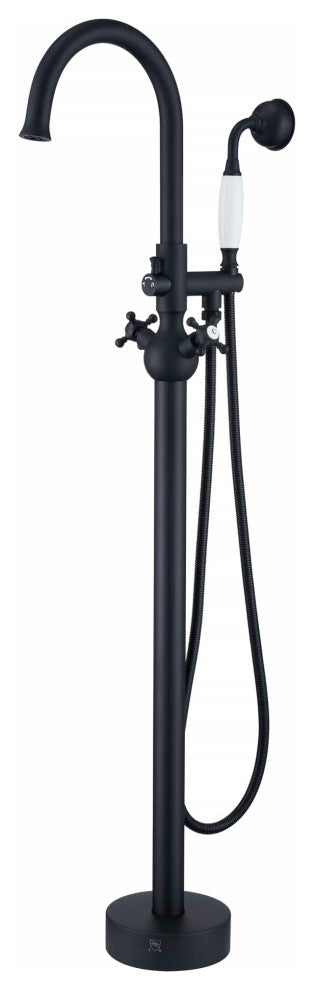 Freestanding Bathtub Faucet Hand Shower Vintage Floor-Mount Tub Faucet 2-Handle