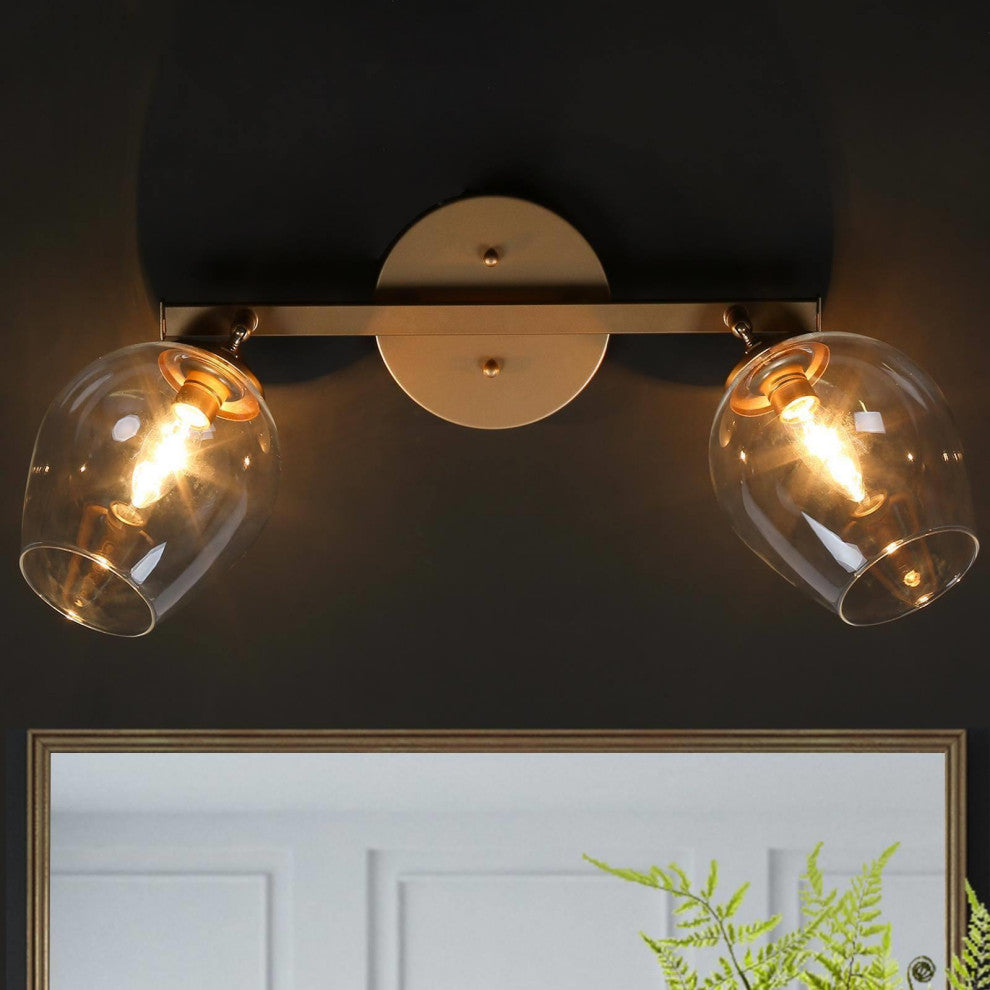 LALUZ 2-Light Gold with Glass Wine Cup Bathroom Vanity Lights