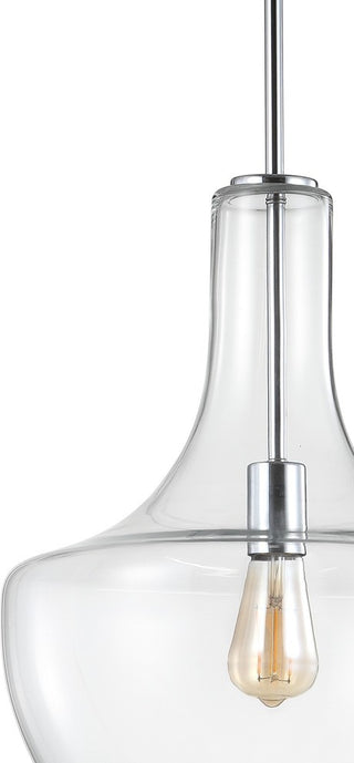 Watts 10.5" Glass, Metal LED Pendant, Chrome/Clear, Width: 13.25"