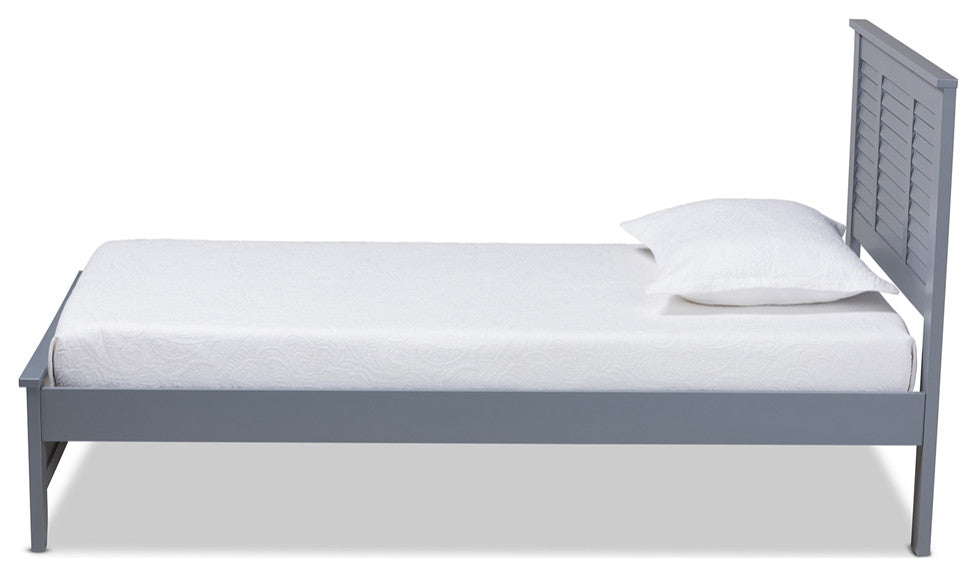Modern Grey Finished Wood King Twin Size Platform Bed
