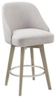 Maklaine 25.75" Transitional Fabric and Solid Wood Counter Stool in Gray