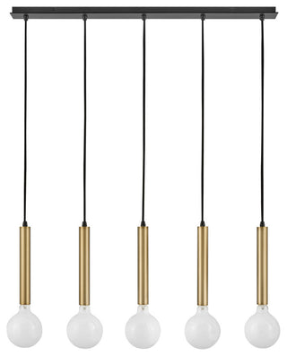 Lark Bobbie 36" Five-Light Linear Chandelier, Lacquered Brass + Black