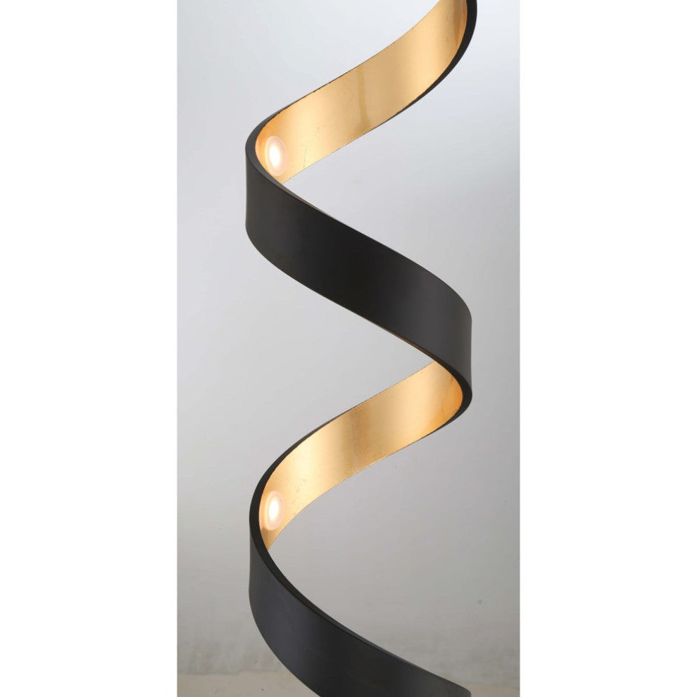 Spiral Floor Lamp, Black and Gold
