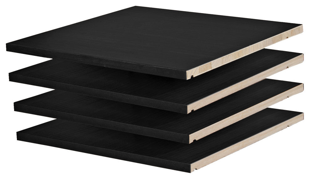 100% Solid Wood Set of 4 Small Shelves Only for Kyle Wardrobes, Java