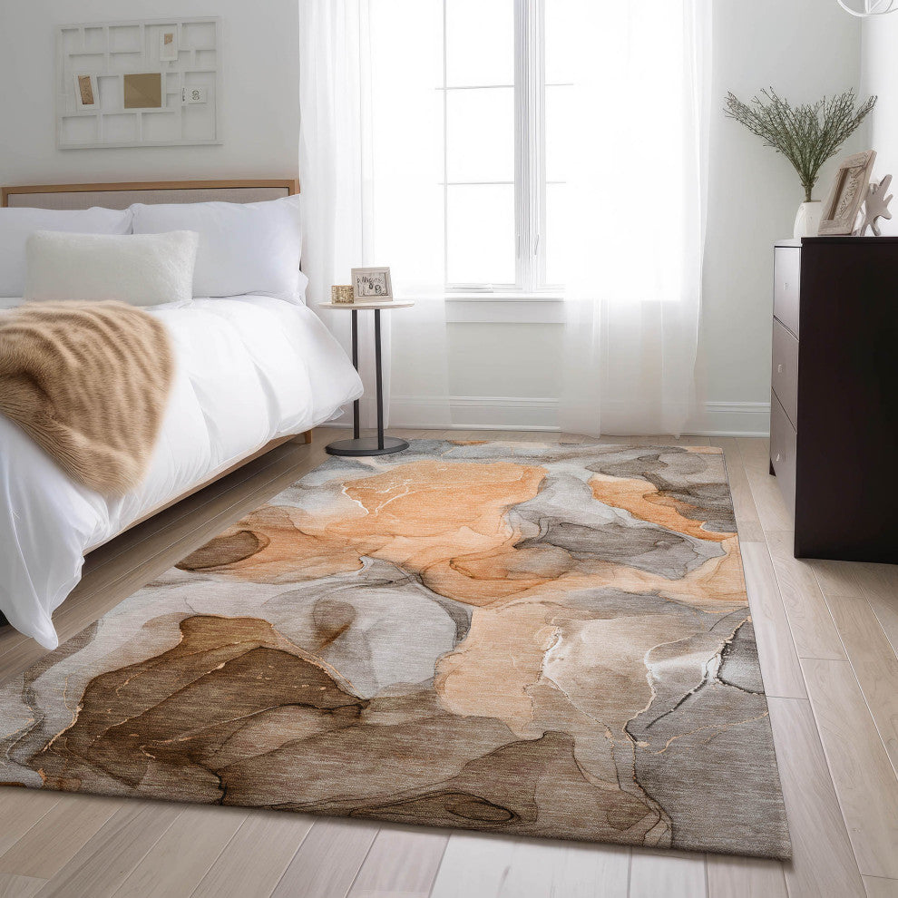 Premium Machine Washable Mayfield AMF504 Orange 5' x 7'6" Rug