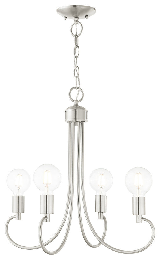 Livex Lighting Bari 4 Light Brushed Nickel Small Chandelier