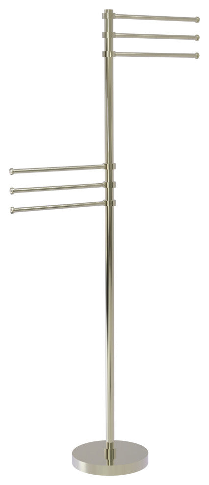 Towel Stand with 6 Pivoting 12" Arms, Polished Nickel