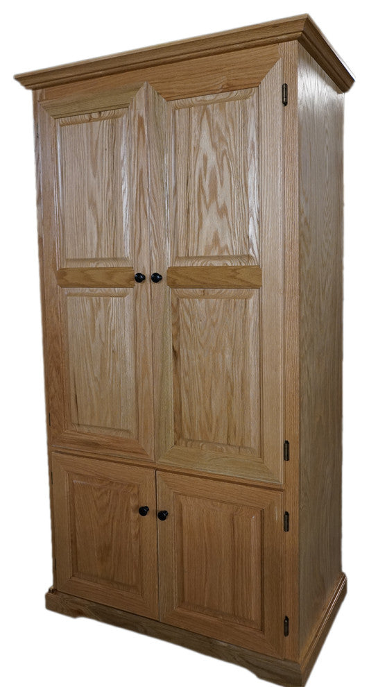Double Wide Oak Kitchen Pantry, Lite Oak