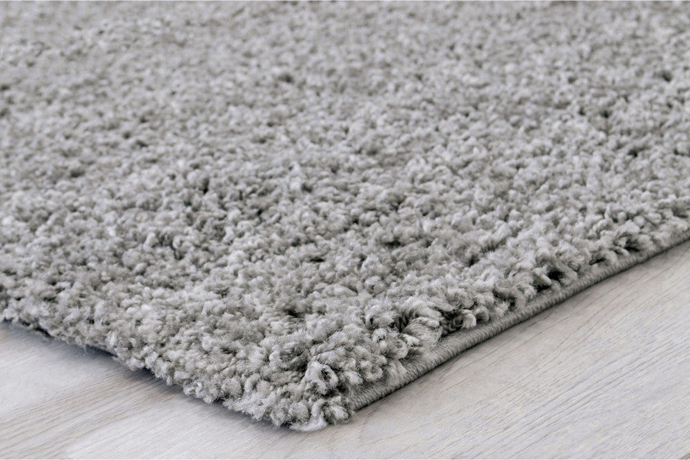 Zafirah Contemporary Area Rug, Solid Silver