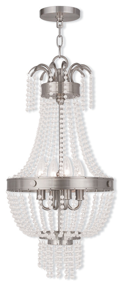 Pendant With Clear Crystals, Brushed Nickel
