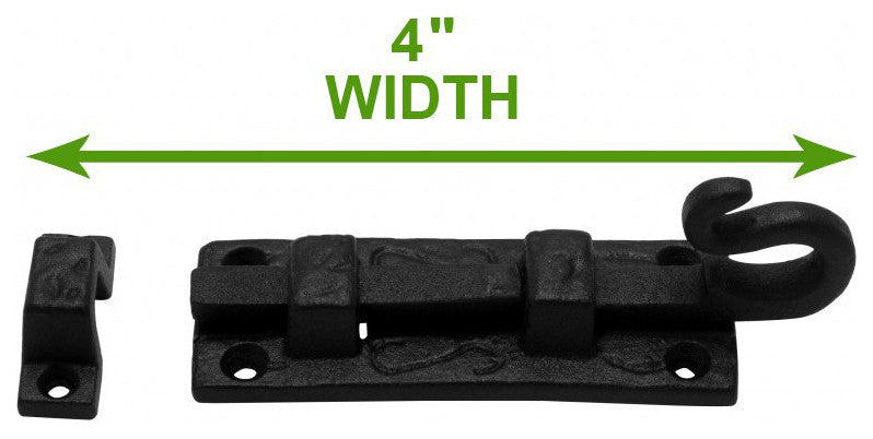 Slide Bolt Black Wrought Iron Door Bolt Flush 4 inches set of 2