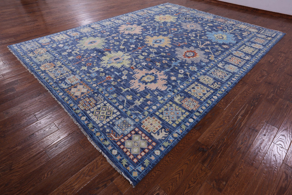 Turkish Oushak Handmade Wool Rug 10' 5" X 13' 10" - Q13283