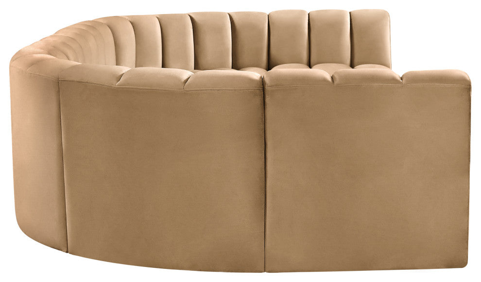 Arc Velvet Upholstered 8-Pc. U-Shaped Modular Sectional, Camel