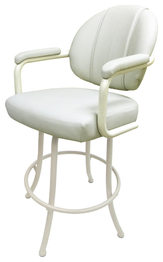 Swivel Counter Metal Pub Set - M-70 Stools 26" or 30", Ocean Beige - White, 26", Crackle Glass