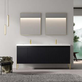 Flutie 72" Bathroom Vanity Kit, Charcoal With White Sink