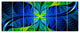 Blue Green Fractal Stained Glass, Abstract Canvas Art Print, 83"x32", 7 Panels