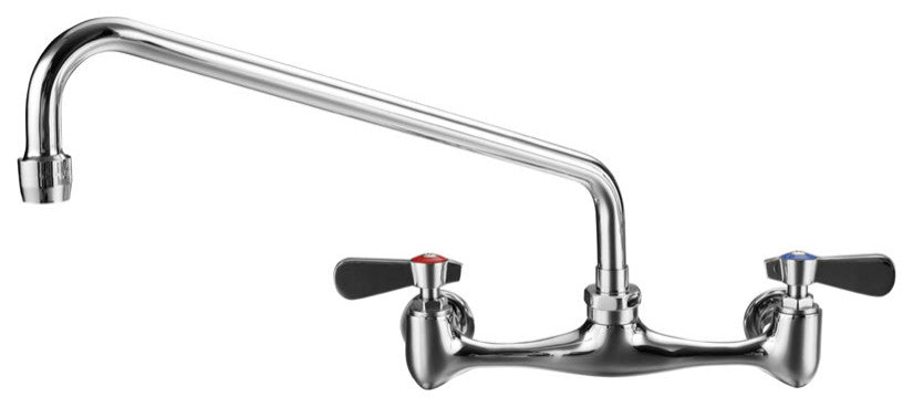 Wall Mount Utility Faucet With Extended Swivel Spout and Lever Handles