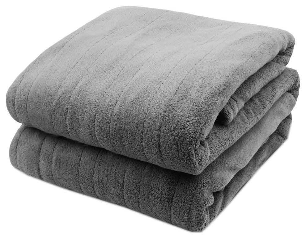 Pure Warmth Microplush Electric Heated Warming Throw Blanket Grey