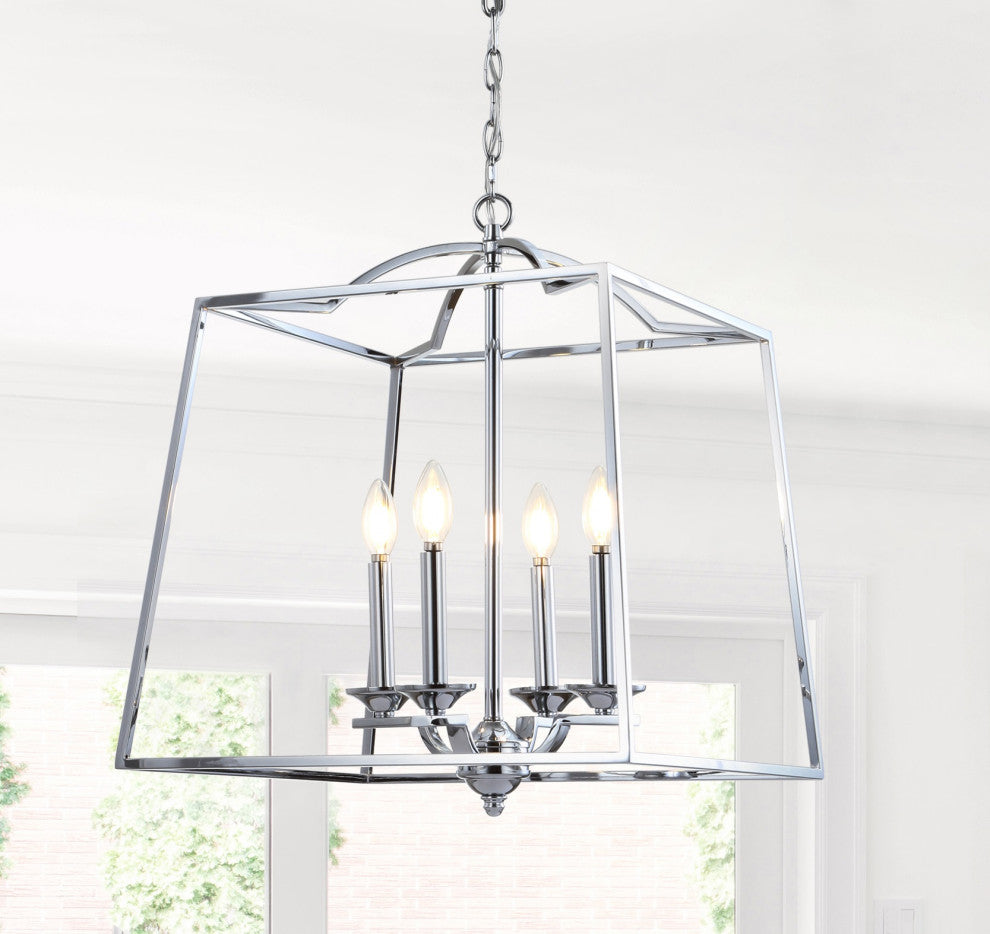 Gloria Metal LED Pendant, Chrome, 19"