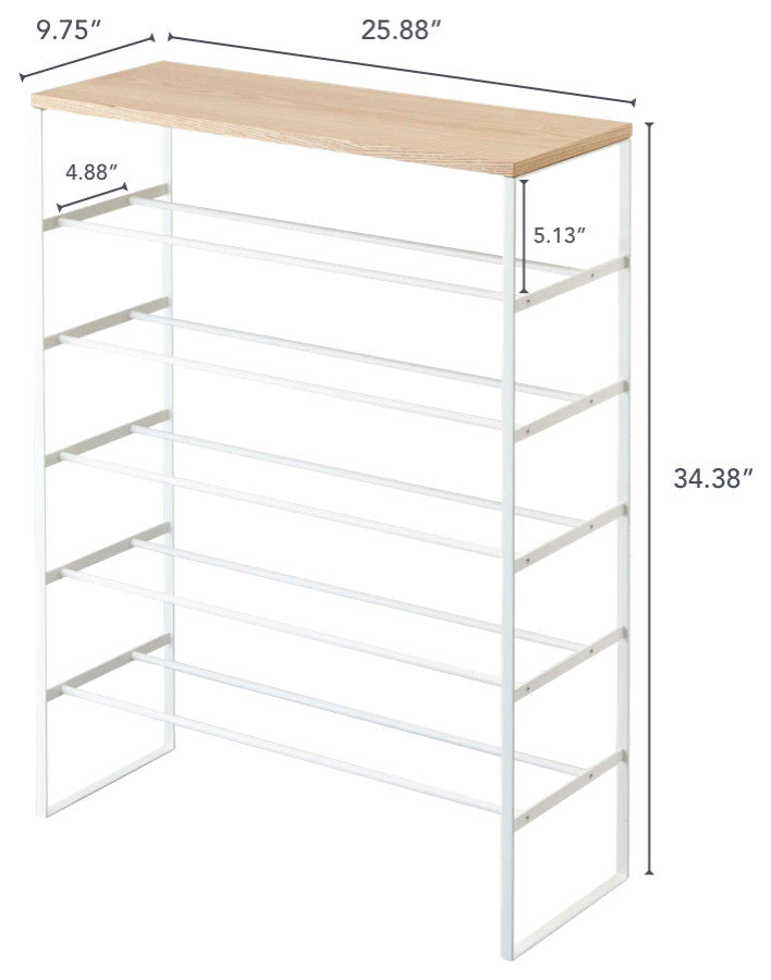 Tower 6-Tier Wood Top Shoe Rack, White
