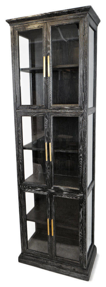Black and Brass Narrow Display Cabinet