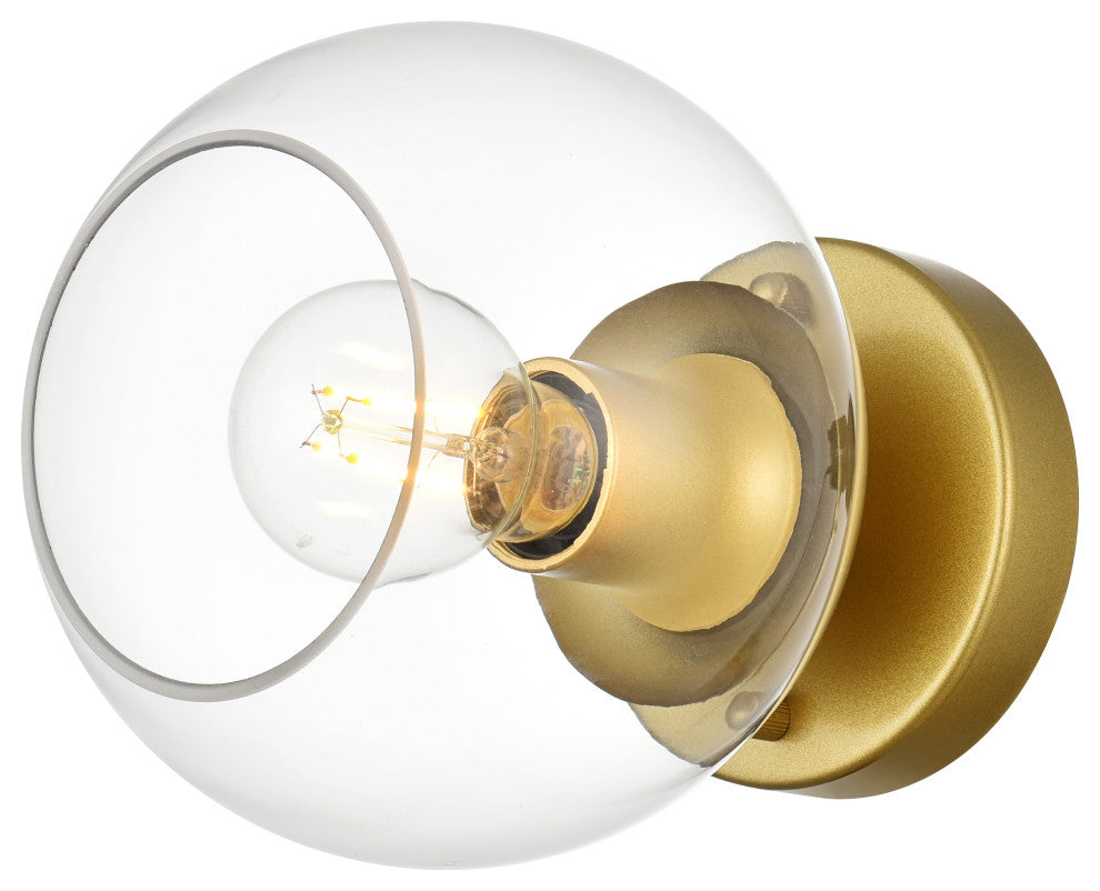 1 Light Brass And Clear Bath Sconce