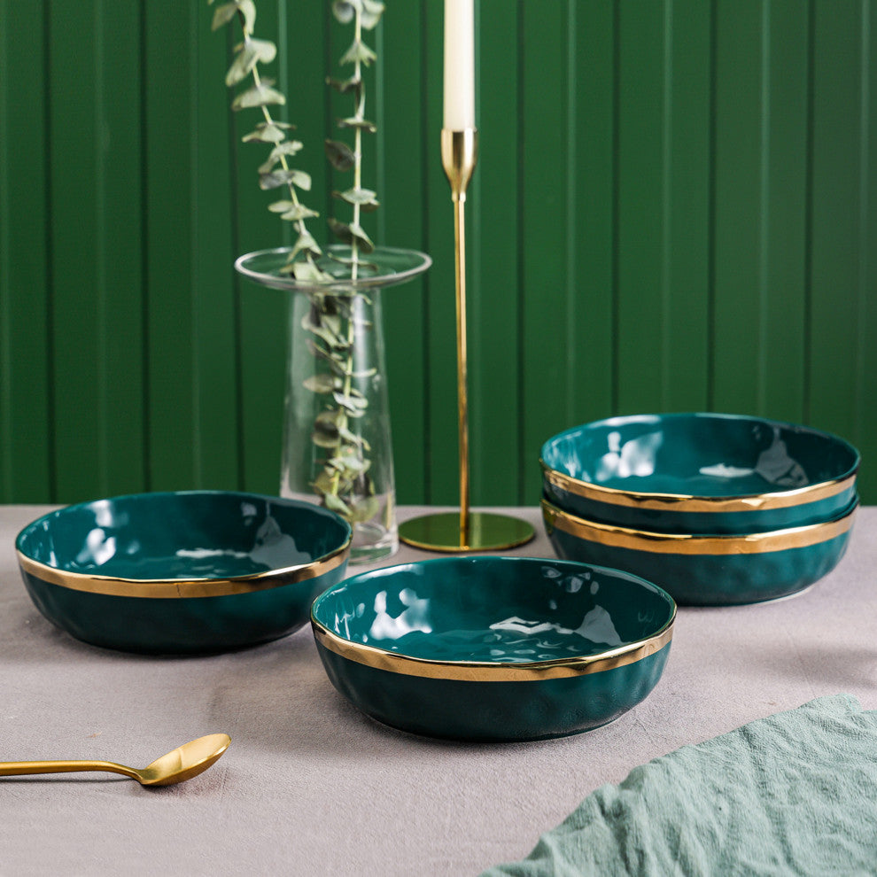3-Piece Stone Lain Florian Porcelain Serving Bowl Set, Green