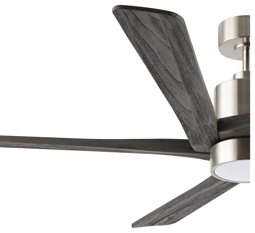 54" Reversible 5-Blade LED Ceiling Fan With Remote and Light, Brushed Nickel/Gray