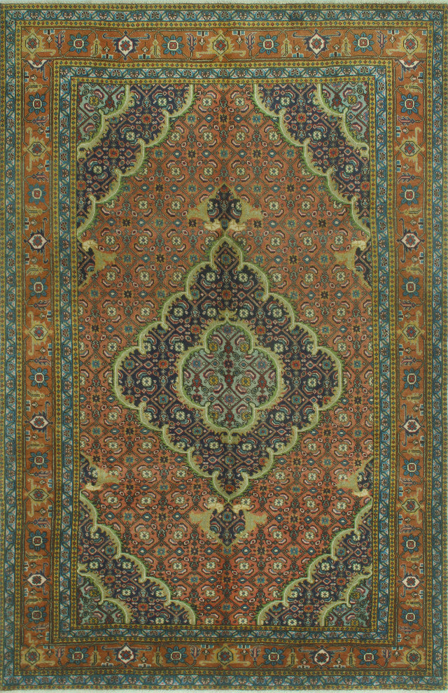 Fine Vintage Distressed Almer Rust/Navy Rug, 6'2x9'7