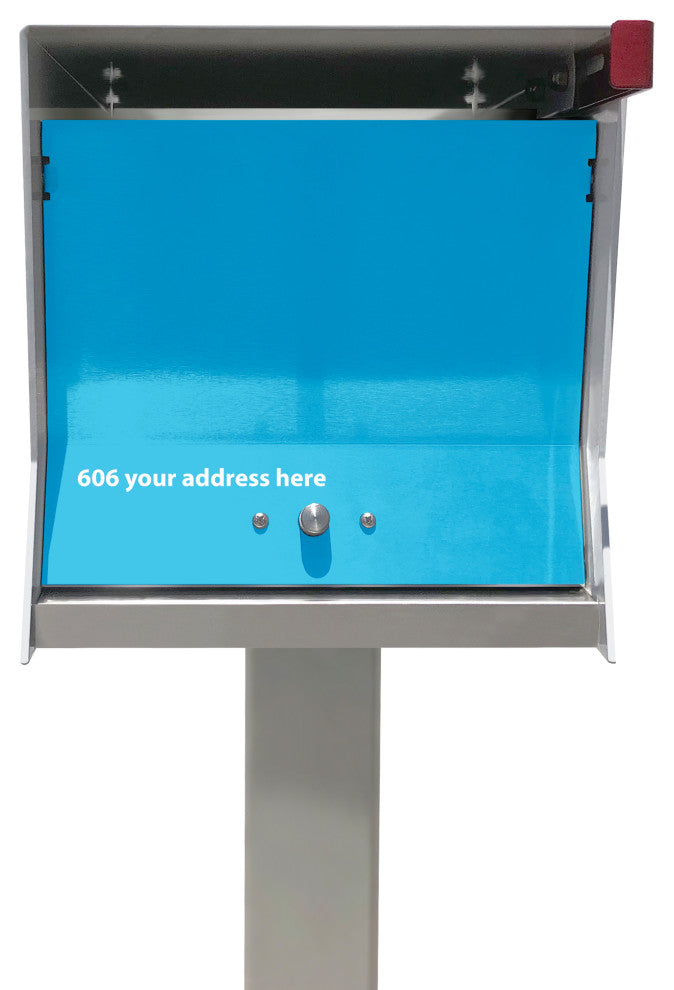 UpTown Box with Locking doors. Modern Pole Mounted Mailbox, Pole not included.,