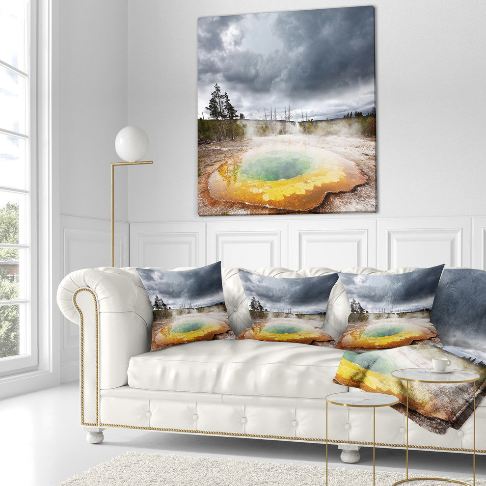 Fantastic Morning Glory Pool Landscape Printed Throw Pillow, 16"x16"