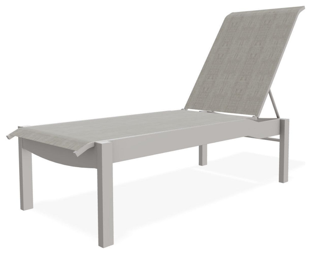 Leeward Sling Stackable Outdoor Chaise Lounge, Smoke/Warm Gray