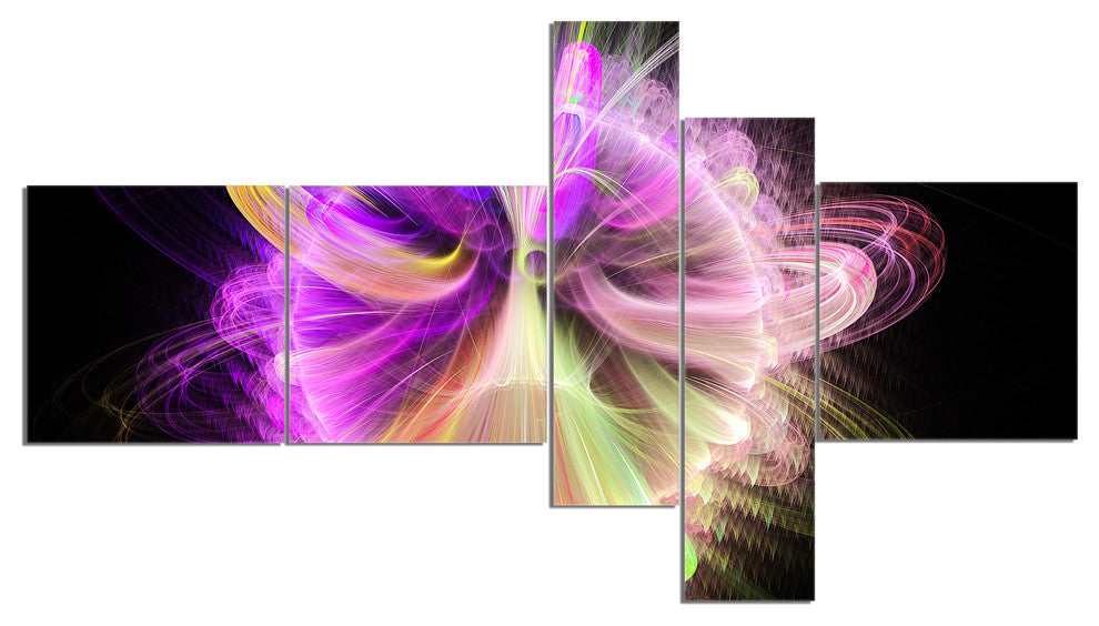 Purple Circle with Amazing Curves, Floral Canvas Art Print, 60"x32", 5 panels