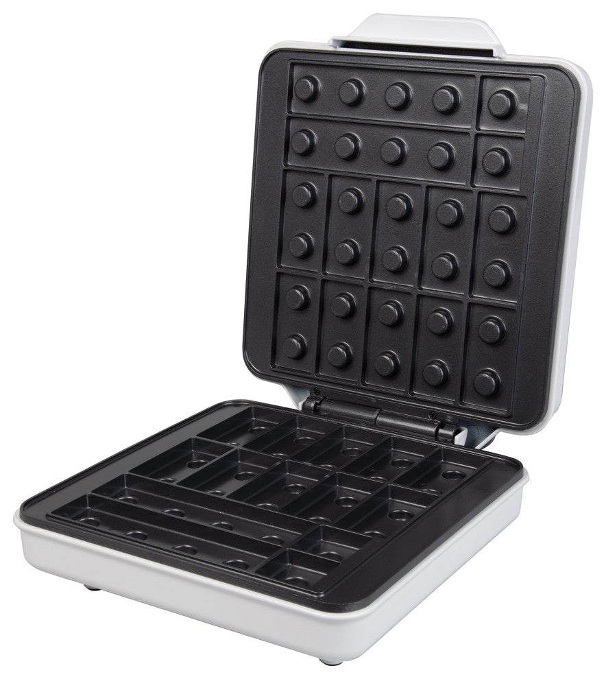 Building Brick Electric Maker - BLACK with 2 Construction Eating Plates Cook Fun, White