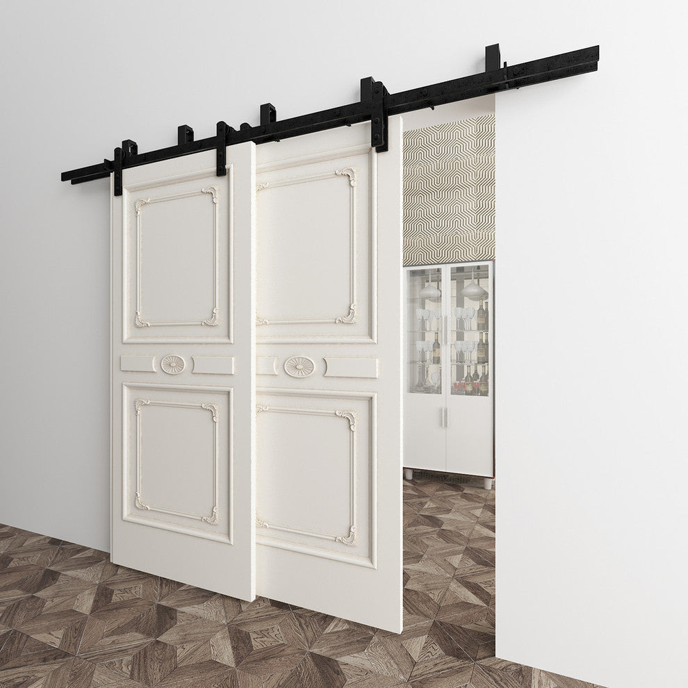 Vancleef Hardware Sliding Barn Door Hardware, U Bracket Bypass, Straight Design,