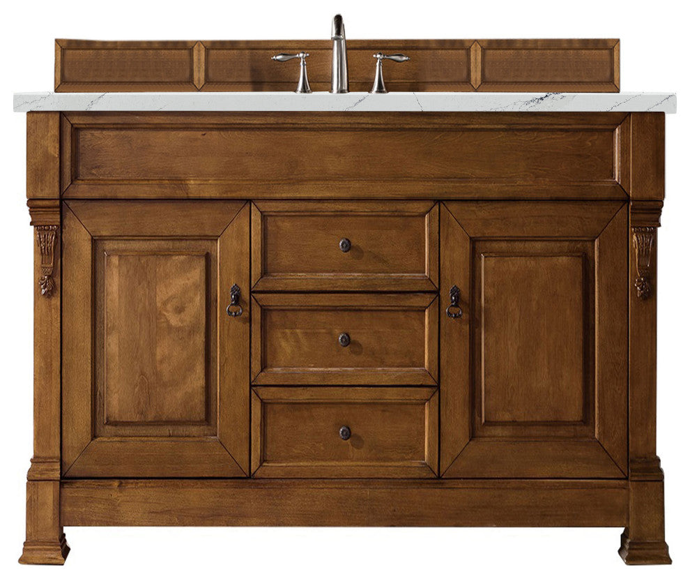 James Martin 147-114-5371-3ENC 60" Country Oak Single Vanity + Quartz Top