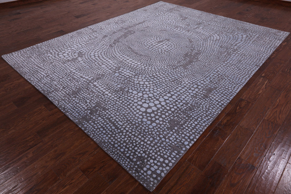 8' 0" X 10' 3" Mosaic Design Wool and Silk Hand Knotted Rug Q6653