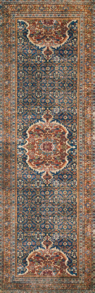 Cobalt Blue Spice Printed Polyester Layla Area Rug by Loloi II, 2'-0"x5'-0"