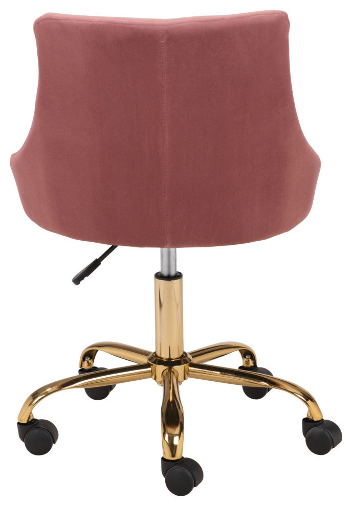 Computer Work Desk Chair, Steel Metal, Fabric, Pink, Gold, Home Business Office