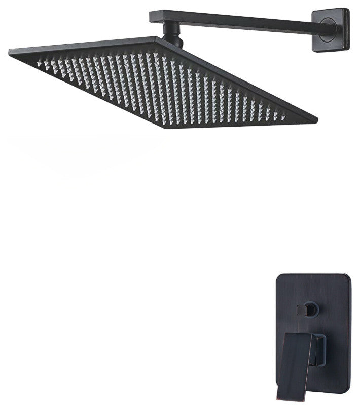 Fontana Oil Rubbed Bronze 12" Bathroom Rain Shower Set With LED Color