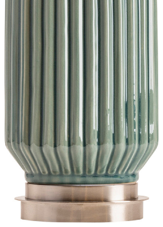 Paige Blue and Gray Ceramic Table Lamp, 28"