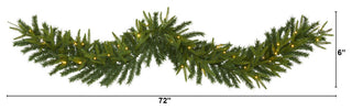 6' Green Pine Artificial Christmas Garland With 35 Clear LED Lights