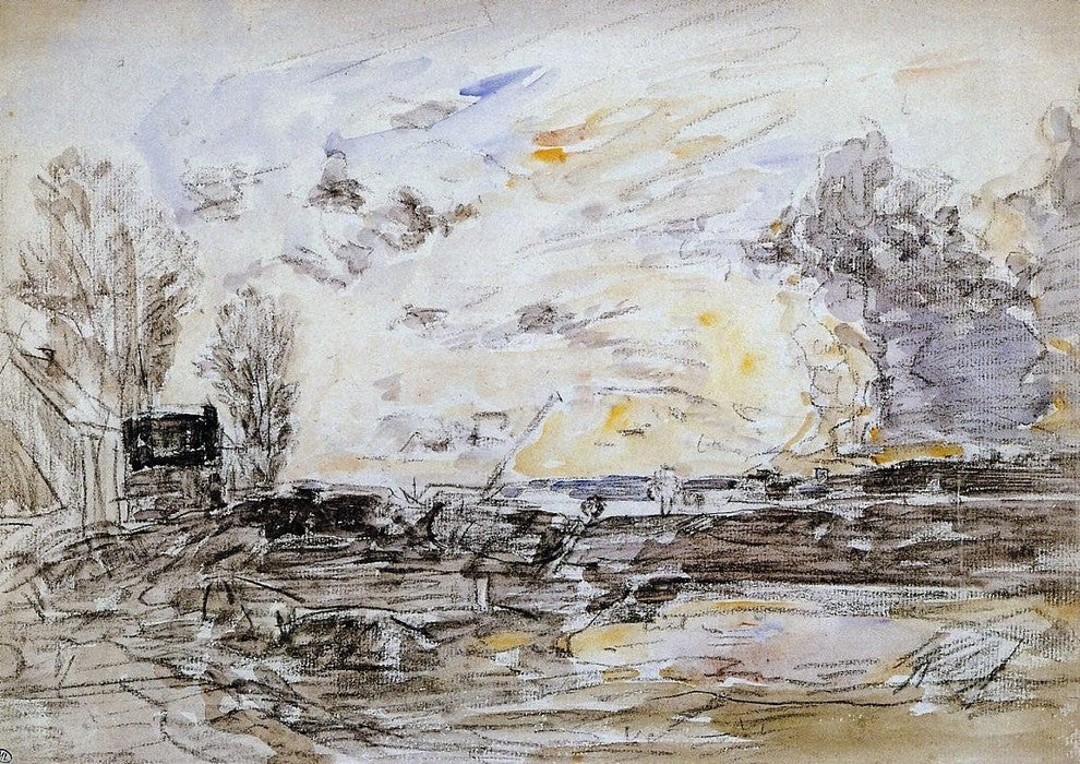 Eugene-Louis Boudin Landscape With Sunset Gallery Wrap Canvas, 18"x27"