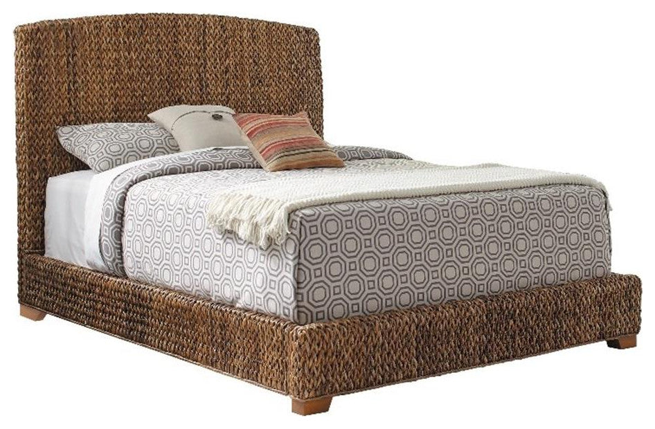 Coaster Laughton Banana Leaf Woven Queen Panel Bed  in Brown