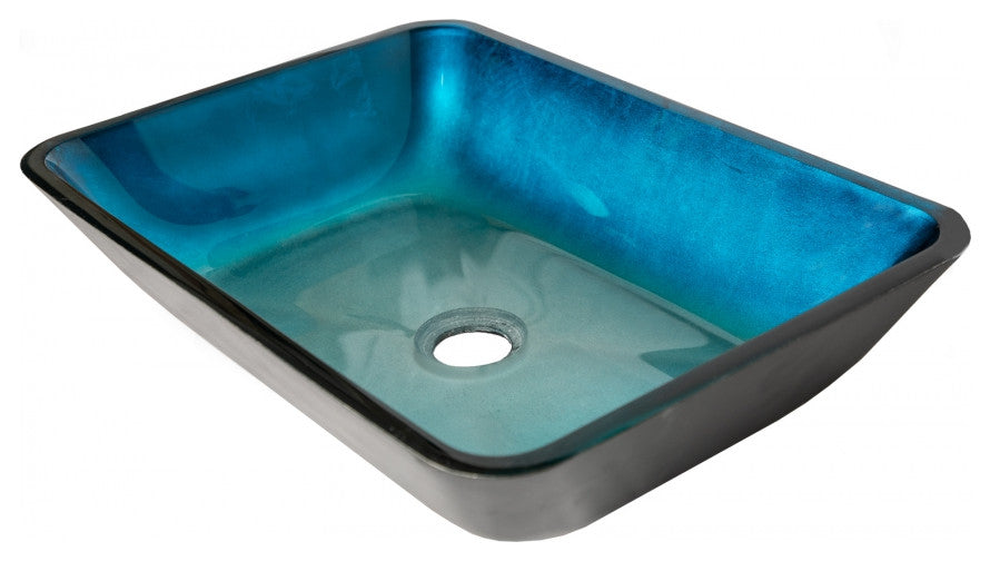 Eden Bath EB_GS55 Rectangular Turquoise Blue Foil Glass Vessel Sink