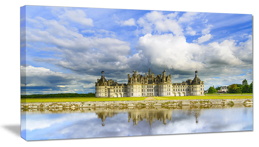 "Chateau De Chambord Castle and Reflection" Seashore Wall Art, 32"x16"