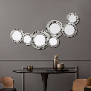 "Descending Reflection" Circle Array Mirrors in Metal Foiled Frame