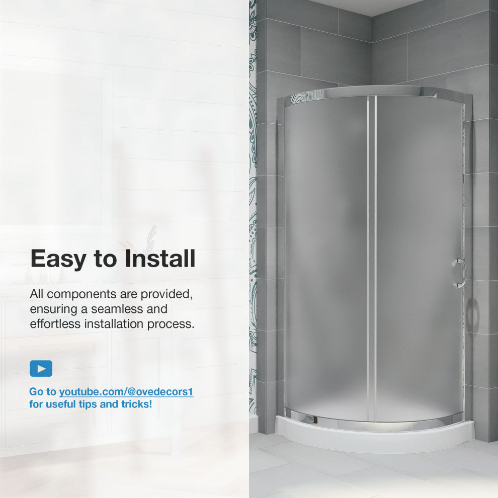 Ove Decors Breeze Shower Kit, Frosted Panels and Base, Chrome, 34"